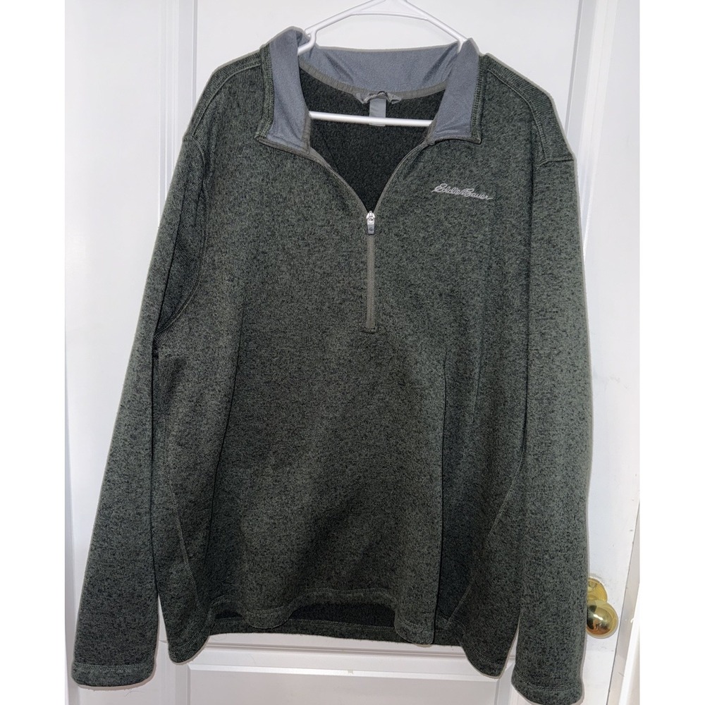 Men's Eddie Bauer Hunter Green Fleece 1/4 Zip Pullover Size: XXL EUC